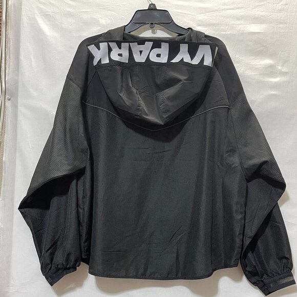 Ivy Park Beyonce Black Cropped Panel Windbreaker Hooded Zip Jacket Sz. M - Picture 2 of 2